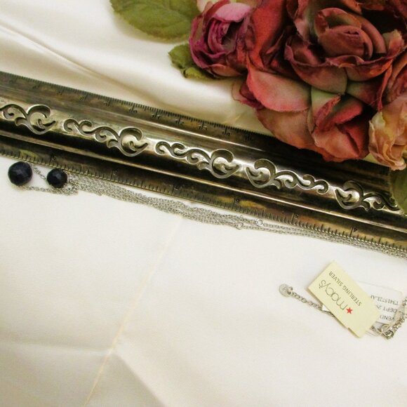 Vintage MACY'S Lapis Lazuli Sterling Silver Necklace: Faceted GEMSTONE 925 - Picture 14 of 14